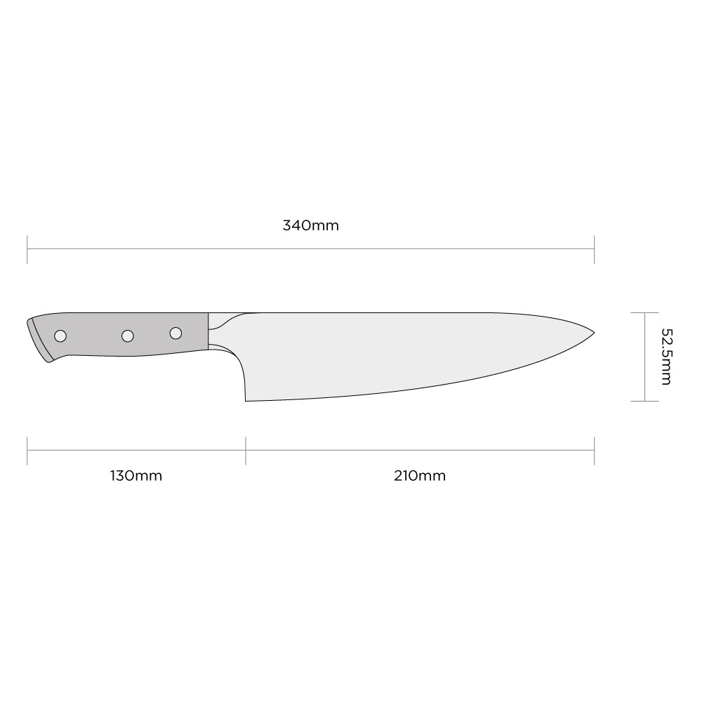 cuchillo chef de acero alemán con mango de madera de ébano natural, 6.5 pulgadas