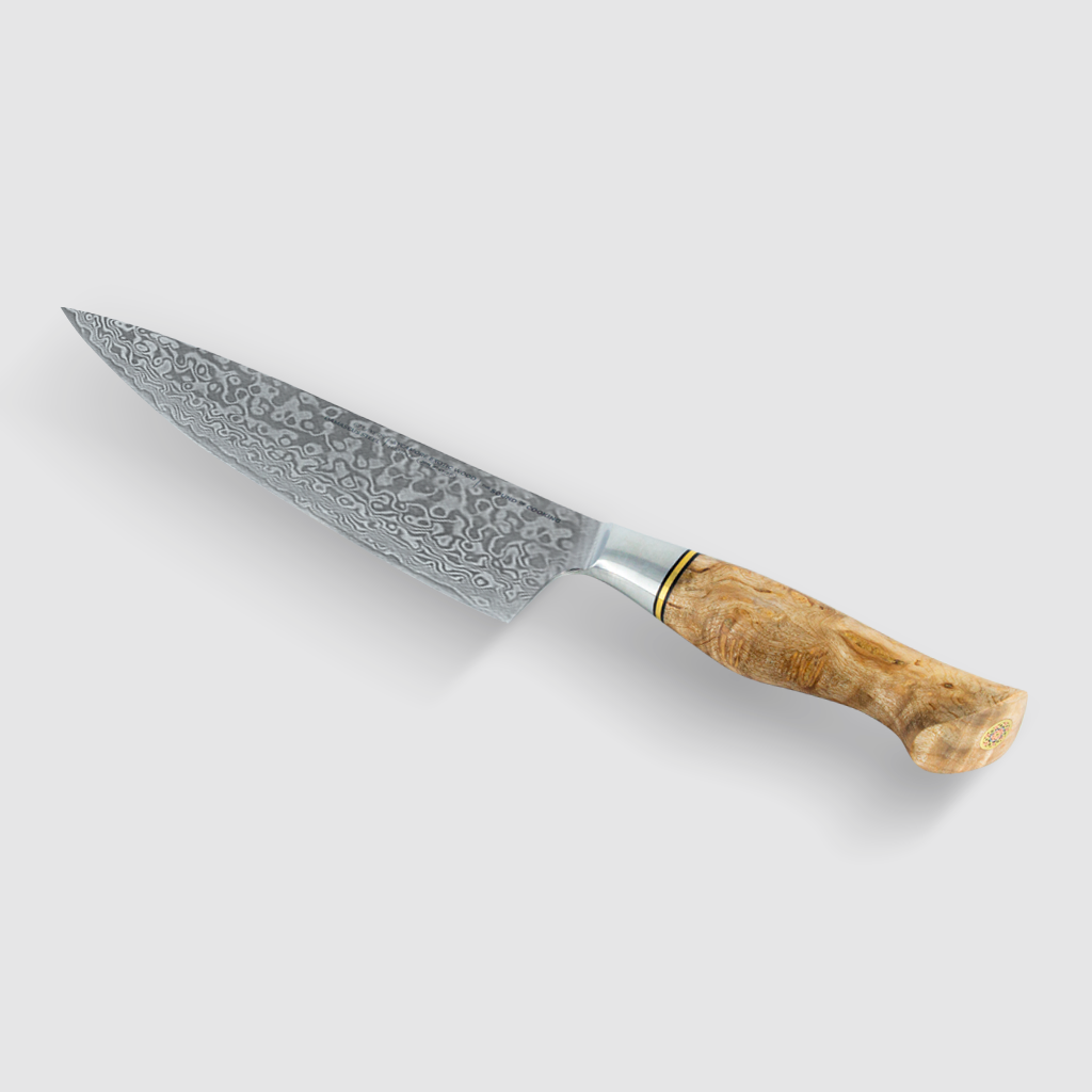 SUISH by RobeGrill-Cuchillo damasco - Cuchillo de Chef Japonés de 8 pulgadas punta ascendente, con 67 capas de acero fundido y anticorrosivo.
