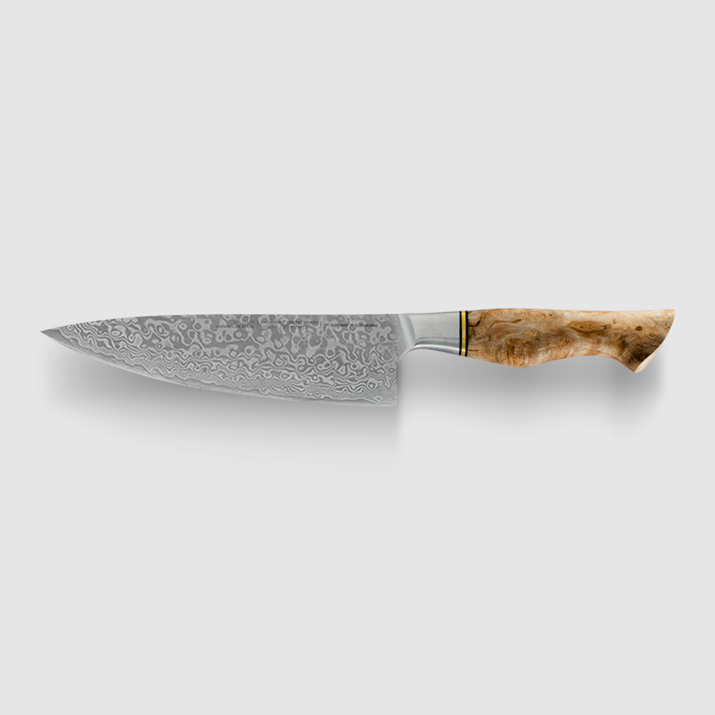 SUISH by RobeGrill-Cuchillo damasco - Cuchillo de Chef Japonés de 8 pulgadas punta ascendente, con 67 capas de acero fundido y anticorrosivo.