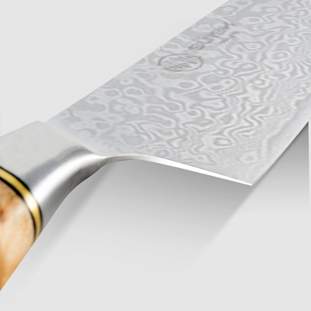 SUISH by RobeGrill-Cuchillo damasco - Cuchillo de Chef Japonés de 8 pulgadas punta ascendente, con 67 capas de acero fundido y anticorrosivo.