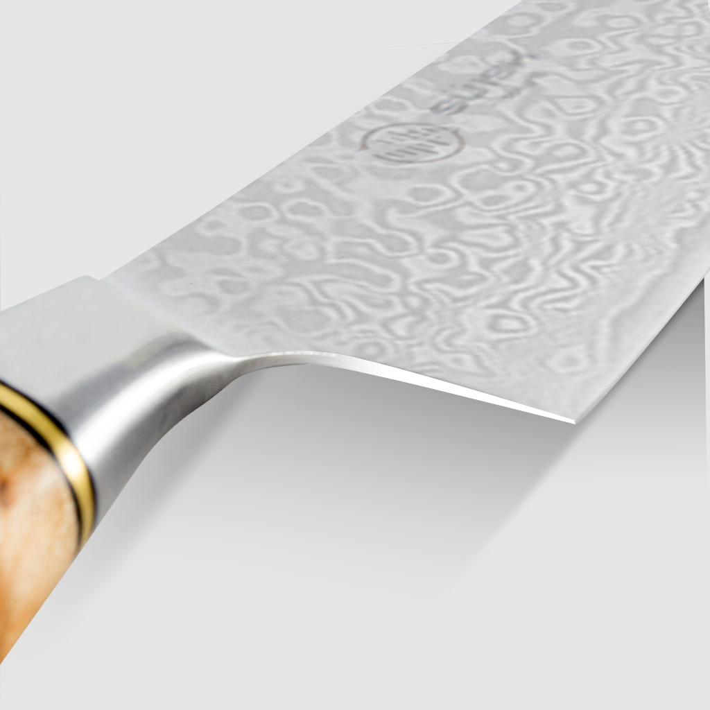 Cuchillos de cocina profesionales hechos a medida de acero Damasco 5 piezas  de cuchillos de cocina de chef profesional con picador/cuchilla con